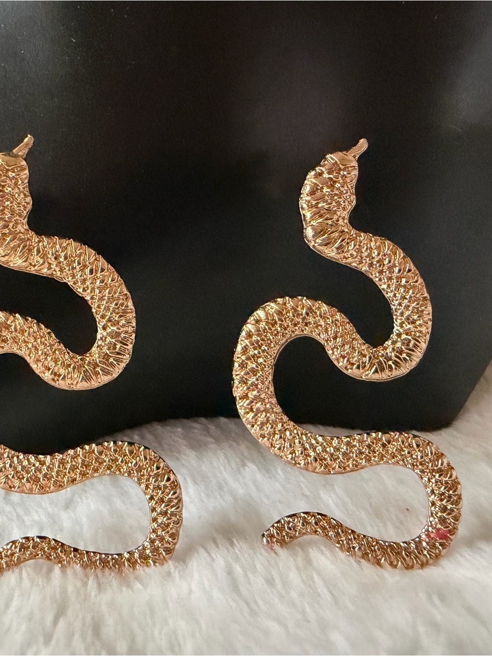 Gold Textured Snake Hoop Earrings
